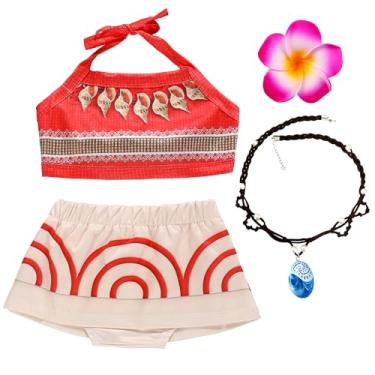 Imagem de Conjunto de biquíni frente única para bebês meninas, roupa de banho de princesa, fantasia de fantasia infantil, Vermelho, 2-3 Anos