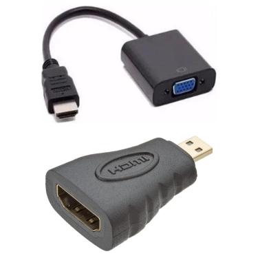 Imagem de Conversor Hdmi X Vga + Adap Hdmi F X Micro Hdmi M - Tebera
