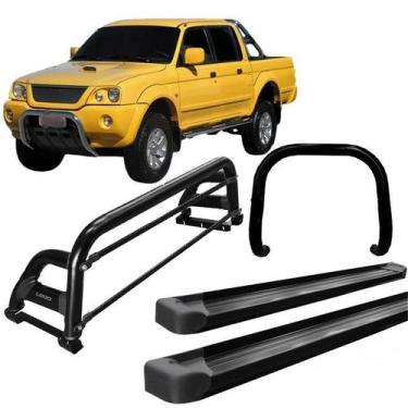 Imagem de Kit Quebra Mato Estribo Santo Antônio H2 L200 2004 Preto - HOZZ