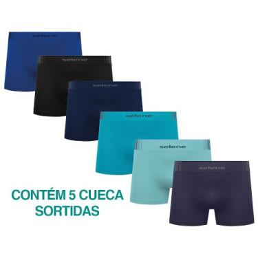 Imagem de 5 Cuecas Boxer Infantojuvenil Selene Microfibra Sem Costura, M, Sortid