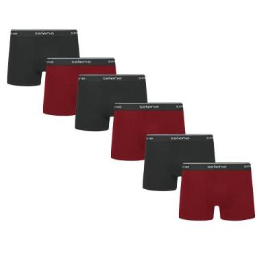 Imagem de 6 Cuecas Boxer Box Selene Em Algodão Cotton, Preto, Bordô, G