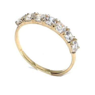 Imagem de Anel meia aliança de ouro 18k Pedras - Elegancy Joias, 29