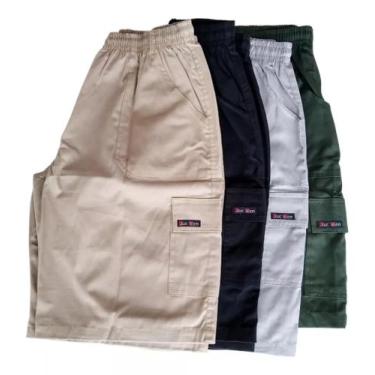 Imagem de Bermuda Masculina Sarja Brim Elástico Coloridas Kit C/4 - JUC MEN, Cor