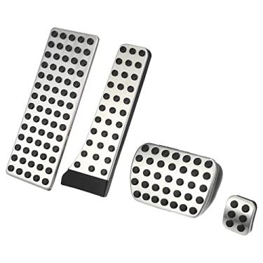 Imagem de X AUTOHAUX Conjunto de 4 peças de capa de pedal de acelerador e pedal de freio para MercedesBenz W203 W204 W210 W211 W212 borracha metálica tom prateado preto