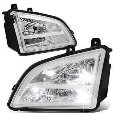 Imagem de DNA MOTORING FL-HAY-009-CH Par de faróis de neblina de LED refletores de feixe alto/baixo compatíveis com caminhões grandes Volvo VNL 2018-2022, lente transparente cromada