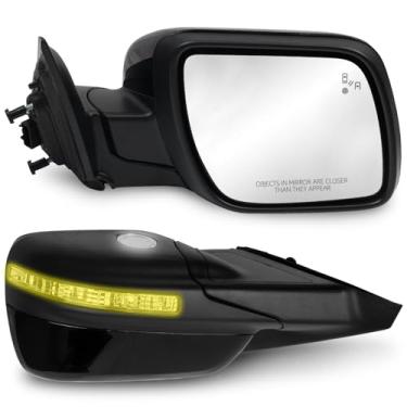 Imagem de Dexepe Conjunto de espelho lateral do passageiro compatível com Ford Explorer 2011-2019 Espelho retrovisor com aquecimento de energia ajustável, seta, lâmpada de poça, substituição de monitor de ponto