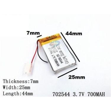 Imagem de Bateria 3,7v  700mah 7mm X 25mm X 44mm Com 2 Fios Nova - - KMIG
