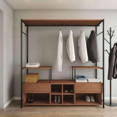 Imagem de Guarda-Roupa Closet Modulado Barcelona Casal 2 GV Madeira e Preto - Ar