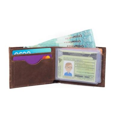 Imagem de Carteira Masculina Pequena em Couro Fina com Porta Cartão - Pampas Cou
