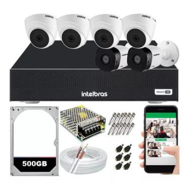 Imagem de Kit Câmeras de Segurança Intelbras Com 6 Câmeras Infravermelho e DVR 8