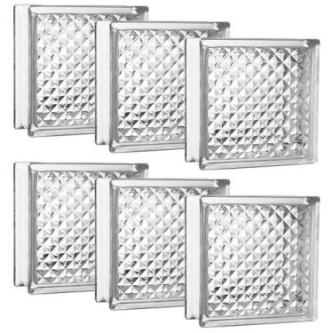 Imagem de Kit 6 Tijolo Bloco De Vidro Quadrado Opaco 19X19X8 Tradestar