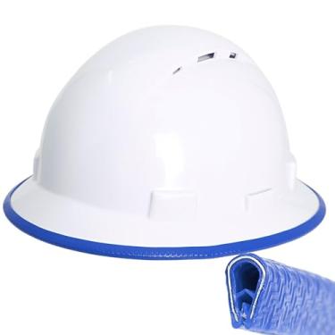 Imagem de Aolamegs Protetor de aba de capacete rígido com núcleo de aço - acessórios universais para capacetes de construção de fibra de carbono e fibra de vidro, faixa azul de 93 cm