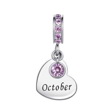 Imagem de MiiFort Pingente de coração de zircônia cúbica de 12 meses compatível com pulseiras Pandora Charms, One Size, Cobre, Sem Pedra Preciosa