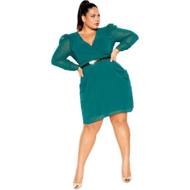 Imagem de City Chic Vestido plus size, vestido envolvente, Verde, 54