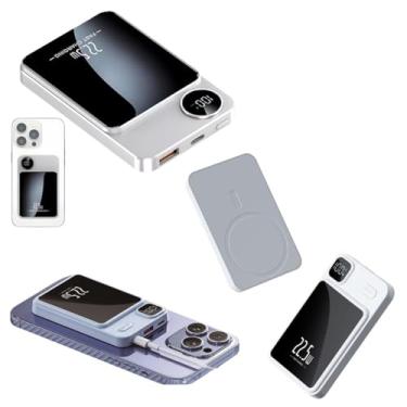 Imagem de Carregador Portátil Power Bank Magnético sem fio por indução Carregamento Rápido Bateria de 5000mAh (Branco)