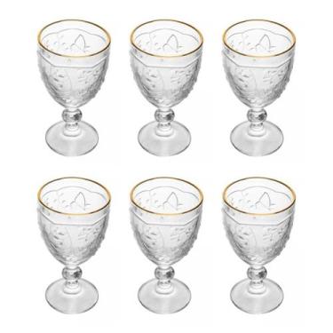 Imagem de Jogo 6 Taca Para Agua New Butterfly Com Fio De Ouro 320ml Cristal Ecol