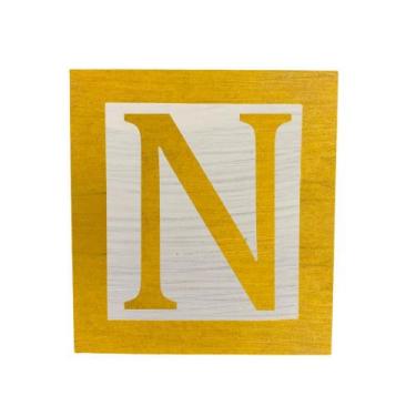 Imagem de Cubo Branco Letra Amarela com Aplique Festa Chá de Bebê Decoração 8x8x