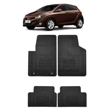 Imagem de Jogo de Tapete Borracha HB20 12/ Preto Com Furo 4 Peças - DAUD