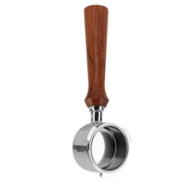 Imagem de Filtro de café sem fundo de 51 mm com cabo de madeira maciça, filtro sem fundo para máquina de café de camada única, compatível com máquinas italianas e alemãs (F Rosewood)