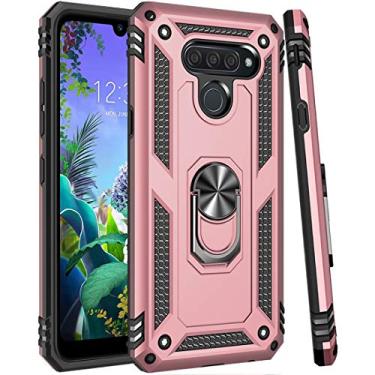 Imagem de Zoeirc Compatível com capa para LG K50/para LG Q60, [grau militar] suporte magnético para anel de carro suporte defensor capa protetora (ouro rosa)