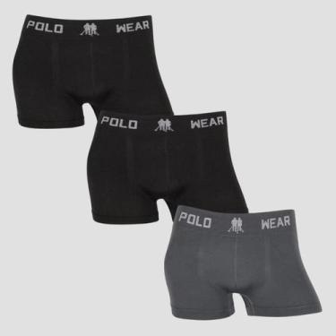 Imagem de Kit 3 Cuecas Polo Wear Lisa Infantil Masculina Sem Costura, 2 preto, 1