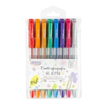 Imagem de Caneta Esferográfica Gel com Glitter 1.0mm Blister com 8 Cores, BRW