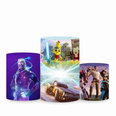 Imagem de Trio de Capa Cilindro para Festa Infantil Veste Fácil c/ Elástico Fortnite - Fera Print