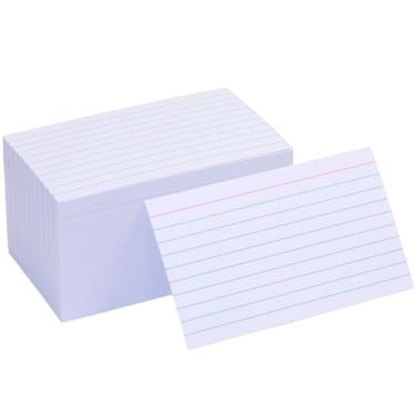 Imagem de Cartões pautados extra pesados de 7 x 12 cm, feitos de papel grosso de 41,7 kg, cartões didáticos grossos de dupla face para anotações, estudos, ideais para escola, casa e escritório - 100 unidades