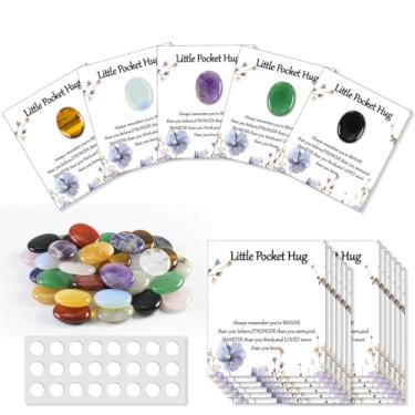 Imagem de 40 conjuntos de pedras Little Worry formato oval cartão de presente lembrança pensando em você cartões para amigos brindes de incentivo para mulheres adultos lembrancinhas de festa