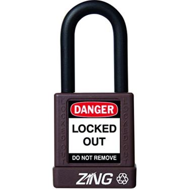 Imagem de ZING 7044 Cadeado de segurança RecycLock, chave diferente, 1-1/2 grilhão, 1-3/4 corpo, marrom