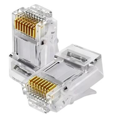 Imagem de Conector Cristal RJ45 Cat5e/Cat6e EZ Exbom Vazado, CONT-RJ45V1K, 8P8C 