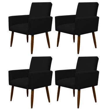 Imagem de Kit 4 Poltronas Decorativa Sala E Quarto Nina Suede Herrero Cor:preto