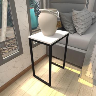 Imagem de Mesa De Cabeceira Industrial Branca Off White Canto Quarto Cabeceira Mesinha Cabeçeira Cabiceira