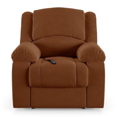 Imagem de Poltrona Do Papai Reclinável Sala De Cinema Barcelona Controle Elétrico Veludo Terracota