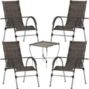 Imagem de Jogo 4 Cadeiras E Mesa Vênus Area Externa - Trama Cappuccino