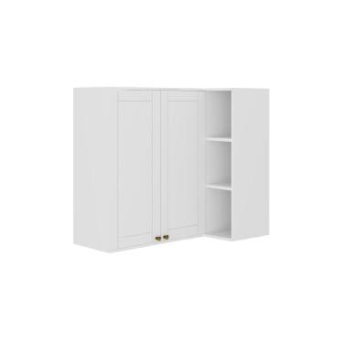 Imagem de Armário Aéreo De Canto Milla Mdf 2 Portas Branco 80 Cm Carraro