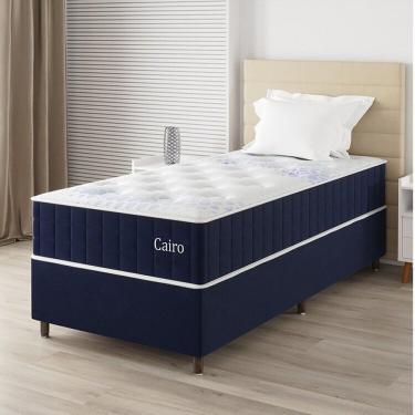 Imagem de Conjunto Colchão Mola Ensacada E Base Box Solteiro 67x88x188cm Cairo Yescasa Azul