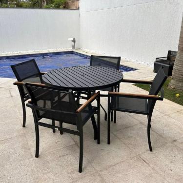 Imagem de Conjunto De Mesa Ripada Amélia 4 Poltronas Piscina E Jardim Preto