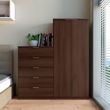 Imagem de Cômoda Sapateira Bartira Roma Com 2 Portas E 5 Gavetas Café