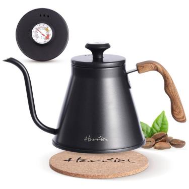 Imagem de Gooseneck Chaleira de Água 1.1L com Termômetro e Cabo Anti Calor, Aço Inox, HARRIET, Preto