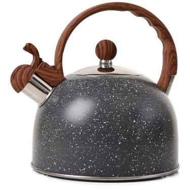 Imagem de VONIKI Chaleira 2L com Apito e Cabo ergonômico, Aço Inoxidável, Preto