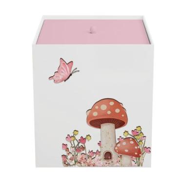 Imagem de Lixeira Kit Higiene MDF com Tampa Quarto Bebê Cogumelo - Neném na Nuve