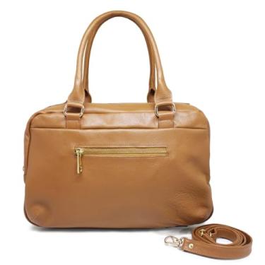 Imagem de Bolsa Baú Feminina de Couro Modelo Larissa - Relicário (Caramelo)