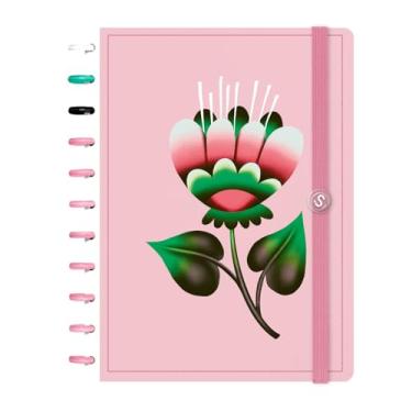 Imagem de Caderno de Disco ISCOOL Grande Flore(Ser) Íris Rosa Claro