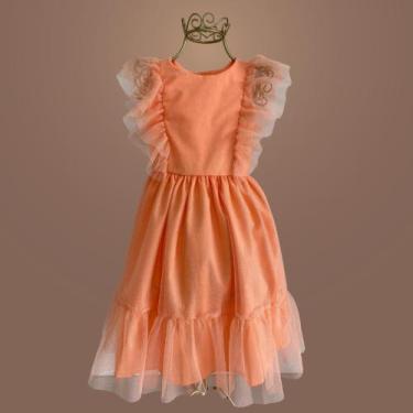 Imagem de Vestido Infantil Tule Glitter Babados  Look Princesa com Volume e Bril