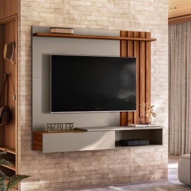 Imagem de Painel para Tv 65 Polegadas Suspenso Living Grigio Fosco / Cinamomo Mel