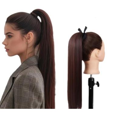 Imagem de Extensão Rabo de Cavalo com Fita – Liso, Ondulado ou Cacheado | Várias Cores e Tamanhos | Cabelo Orgânico Natural (R de Cavalo Castanho fita 75cm 105 gramas 05)