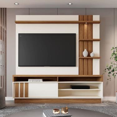 Imagem de Estante para Tv 55 Polegadas com Led Mariana Off White / Amendoa
