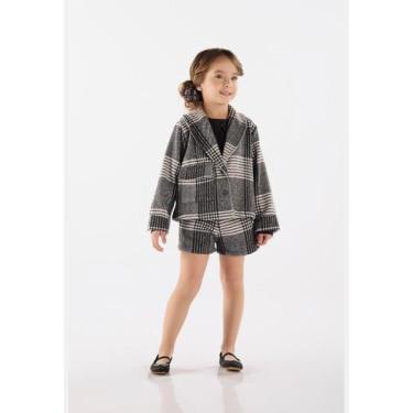 Imagem de Casaco Infantil Feminino em Alfaiataria Xadrez Up Baby, Preto, 10