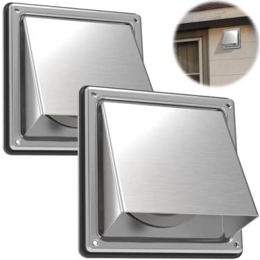 Imagem de ForoGore Pacote com 2 capas de ventilação para secador de metal de 10 cm, parede externa com aba acolchoada de borracha, extrator externo de 10 cm, exaustor externo de 10 cm, tampas de ventilação de